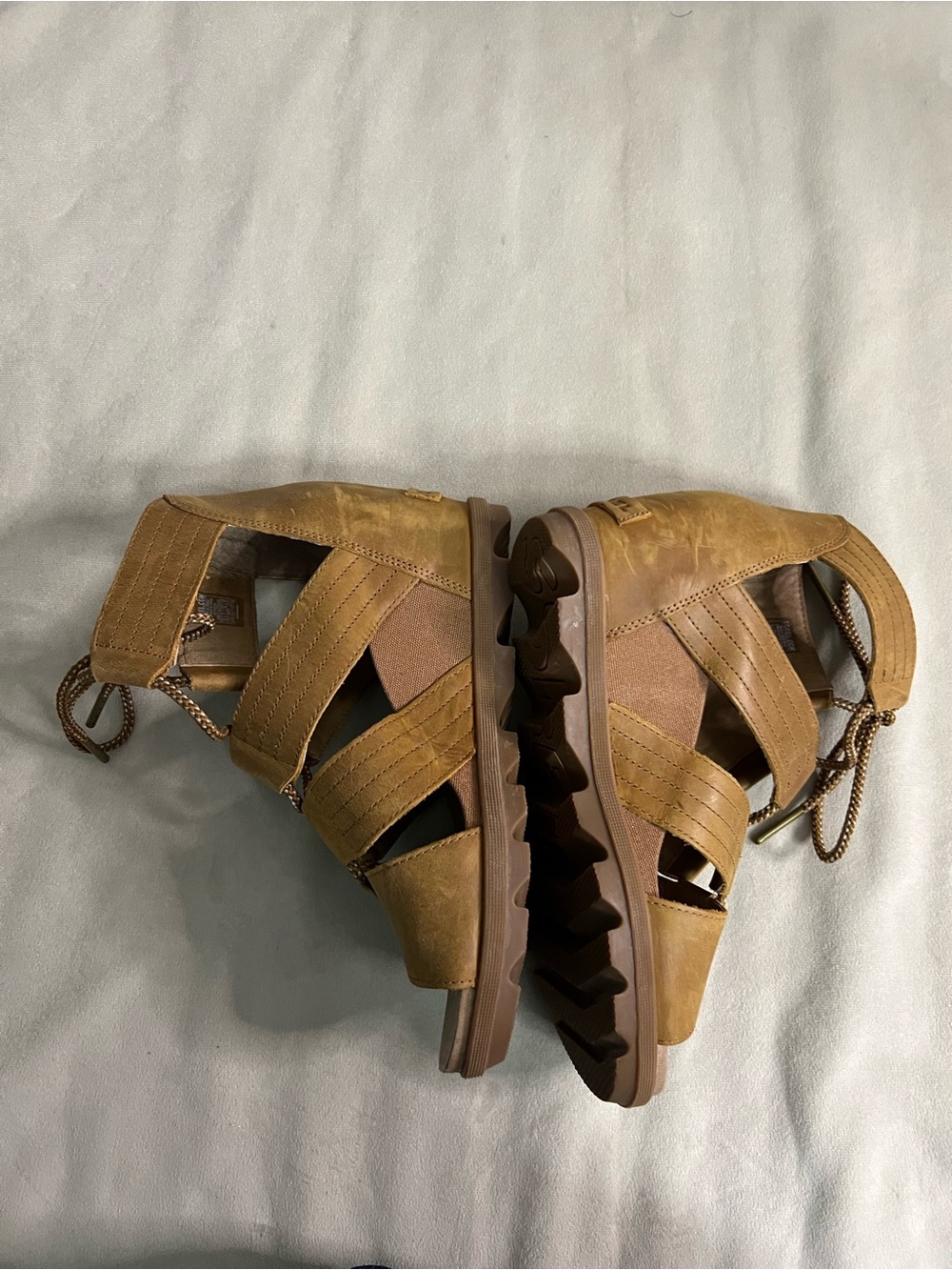 🤎 SOREL Joanie Lace Gladiator Sandals Leather Lace-Up Wedge Sandals Size 10 - Picture 5 of 10
